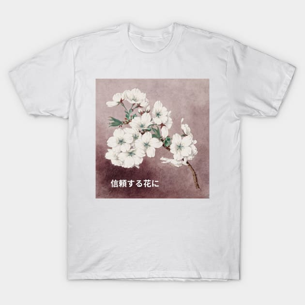 In Flowers We Trust Japanese Design T-Shirt by Ampzy